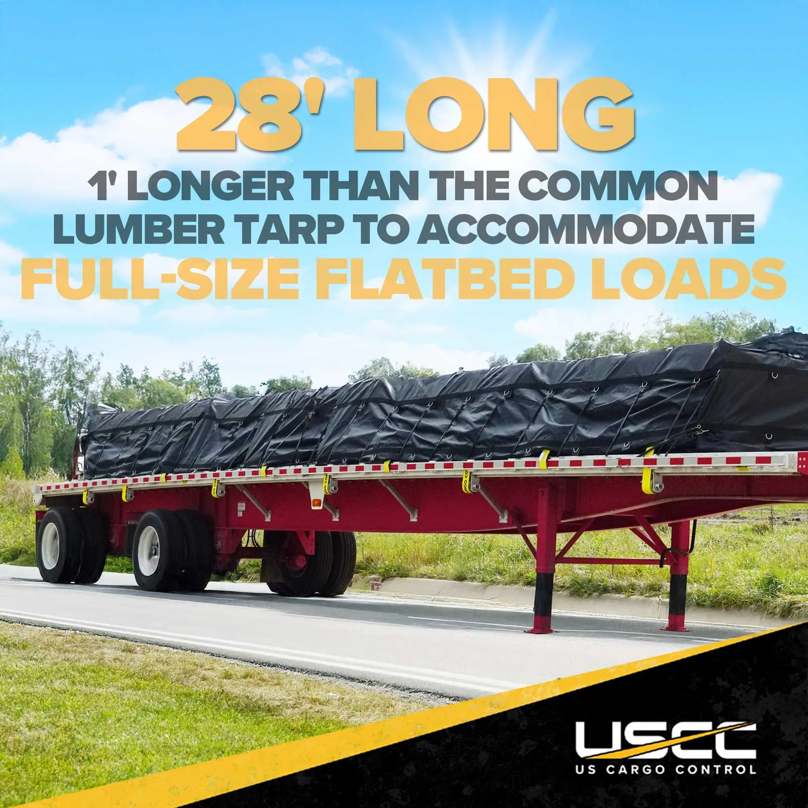 16' X 28' Lightweight Lumber Tarp | 4' Drop & Flap - 14 oz. Black Tarp