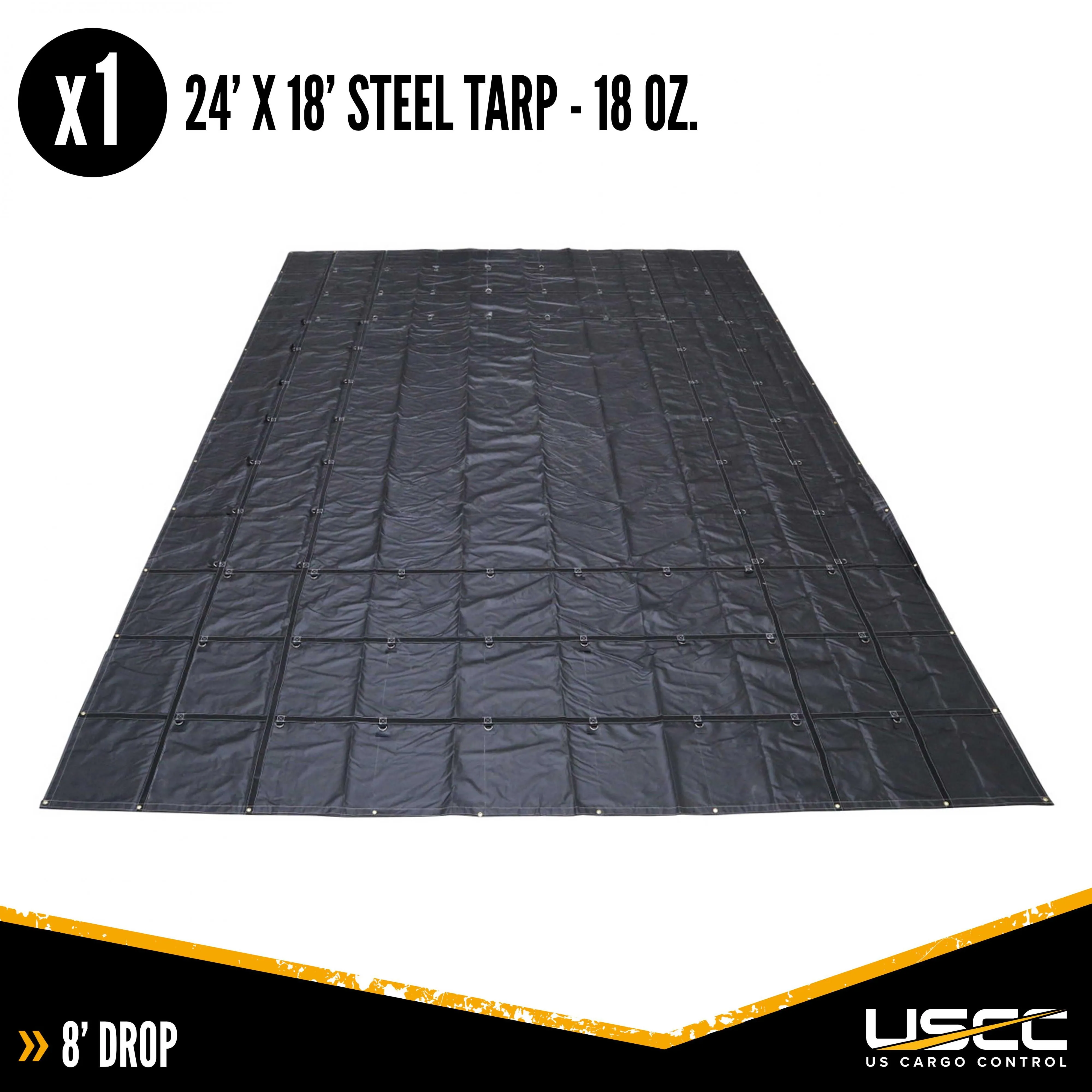 18 oz. 3 Piece Lumber Tarp - 24' x 18' (8' Drop) for all 3 pieces - Black