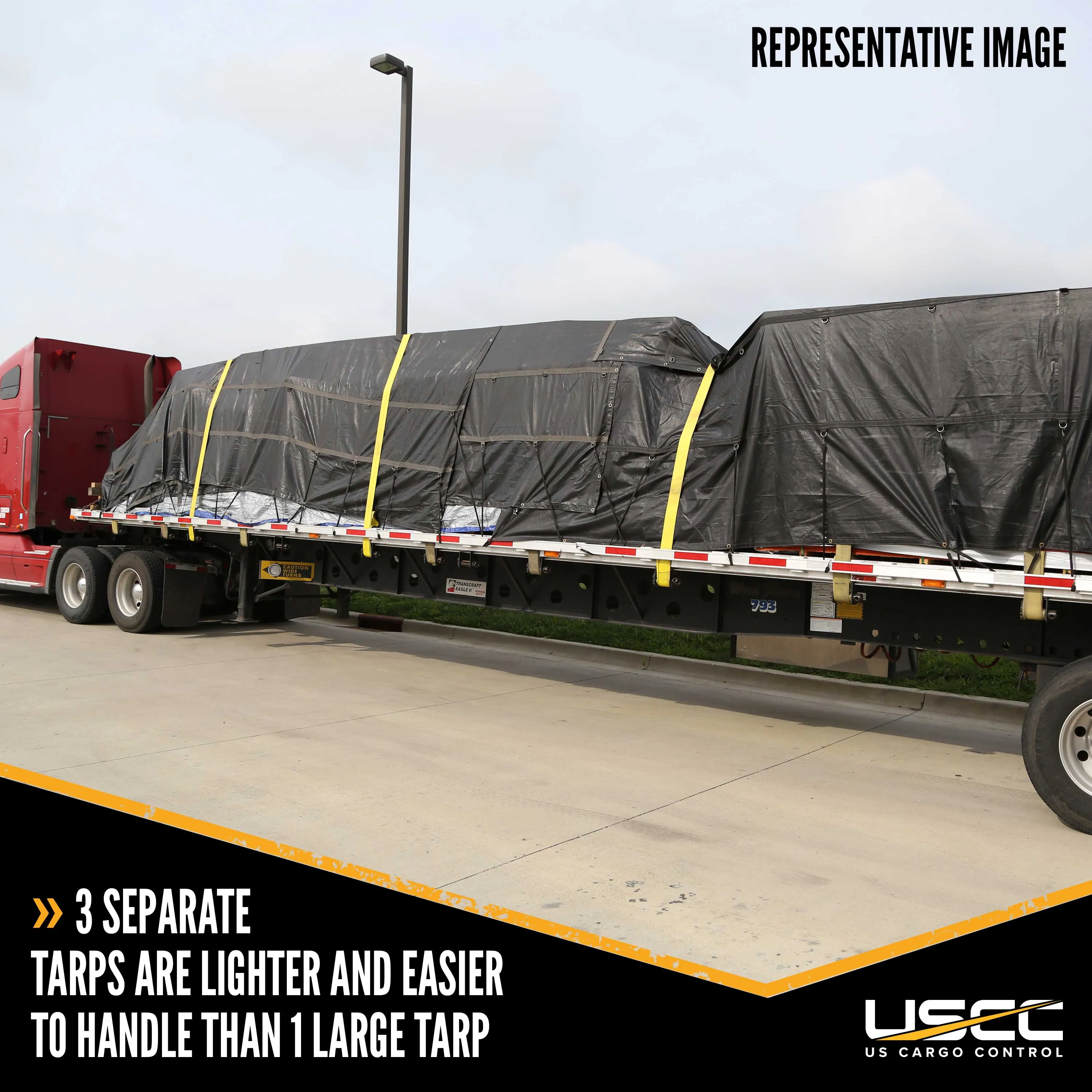 18 oz. 3 Piece Lumber Tarp - 24' x 18' (8' Drop) for all 3 pieces - Black