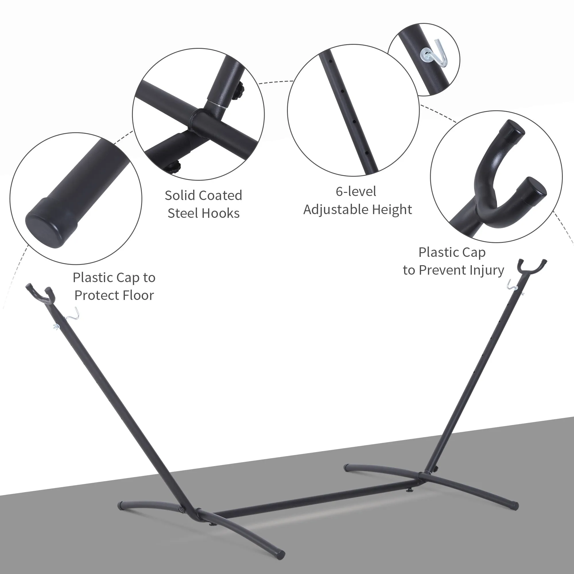 2.86m Universal Hammock Stand Metal Frame Garden Camping Picnic Outdoor Patio Replacement – Stand Only