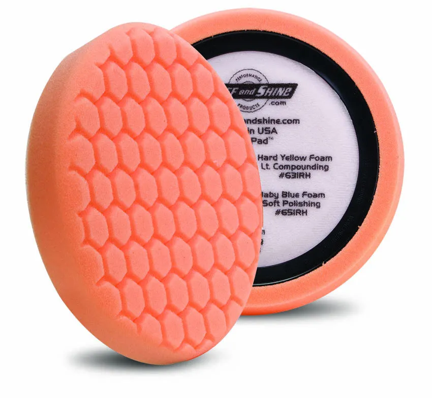 7.5" Euro Orange Med. Cutting Hex Faced Foam Grip Pad™ with Center Ring Backing