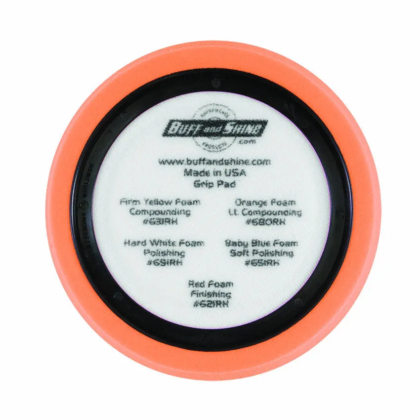 7.5" Euro Orange Med. Cutting Hex Faced Foam Grip Pad™ with Center Ring Backing