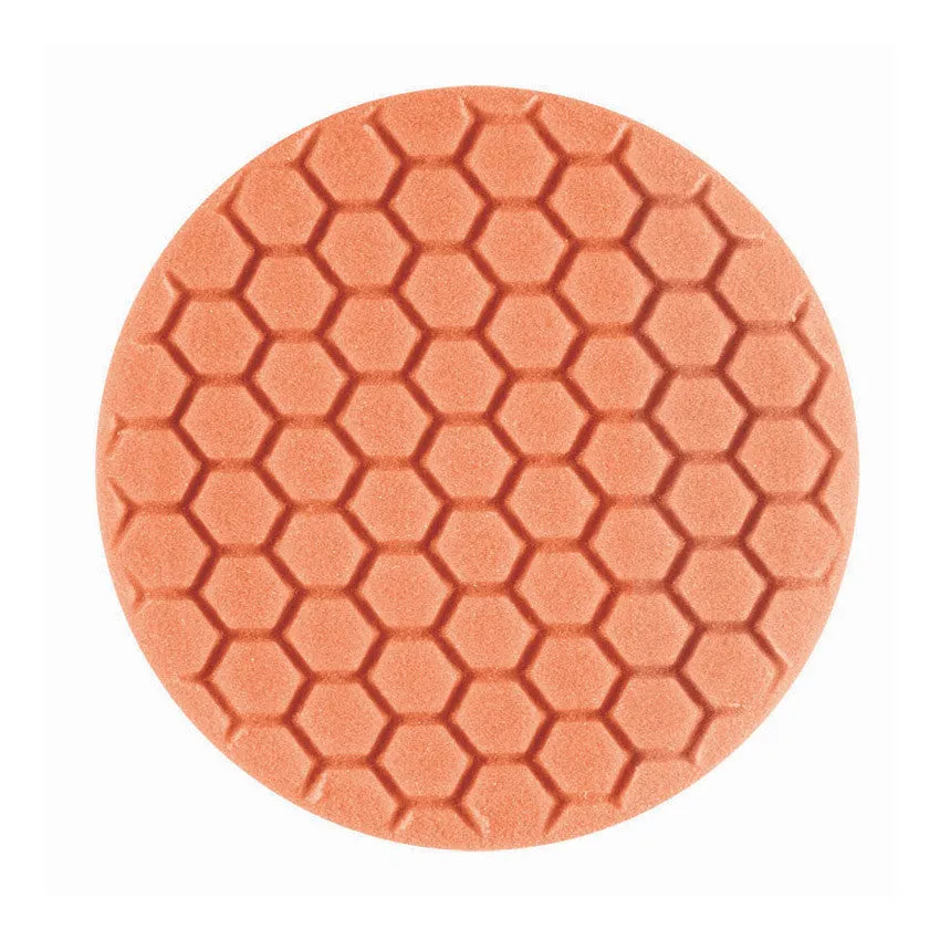 7.5" Euro Orange Med. Cutting Hex Faced Foam Grip Pad™ with Center Ring Backing