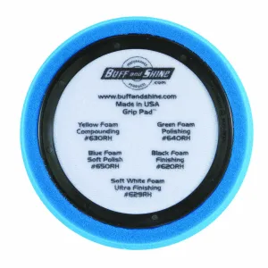 7.5" US Blue Soft Polishing Hex Faced Foam Grip Pad™ with Center Ring Backing