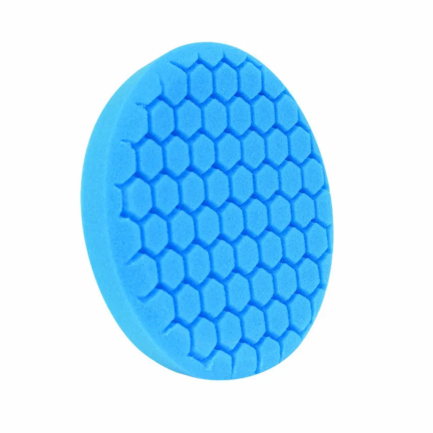 7.5" US Blue Soft Polishing Hex Faced Foam Grip Pad™ with Center Ring Backing