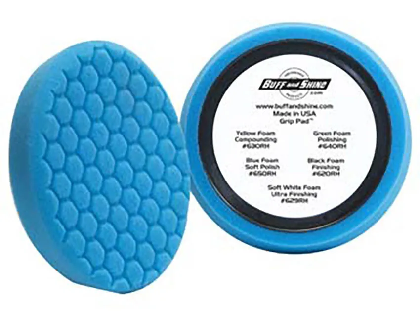 7.5" US Blue Soft Polishing Hex Faced Foam Grip Pad™ with Center Ring Backing