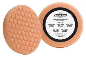 8" Euro Orange Med. Cutting Hex Faced Foam Grip Pad™ with Center Ring Backing