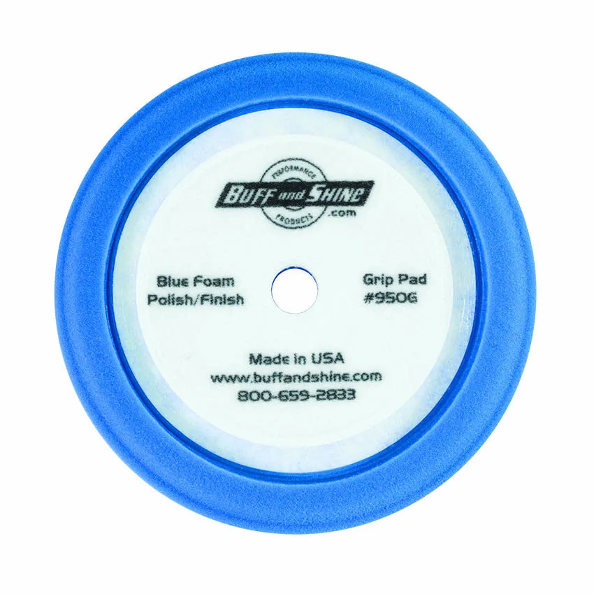 9" US Blue Soft Polishing Foam Grip Pad™ with Center Tee, Contour Edge