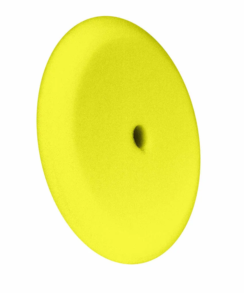 9" US Yellow Med. Cut/Polish Foam Grip Pad™ with Center Tee, Contour Edge