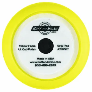 9" US Yellow Med. Cut/Polish Foam Grip Pad™ with Center Tee, Contour Edge