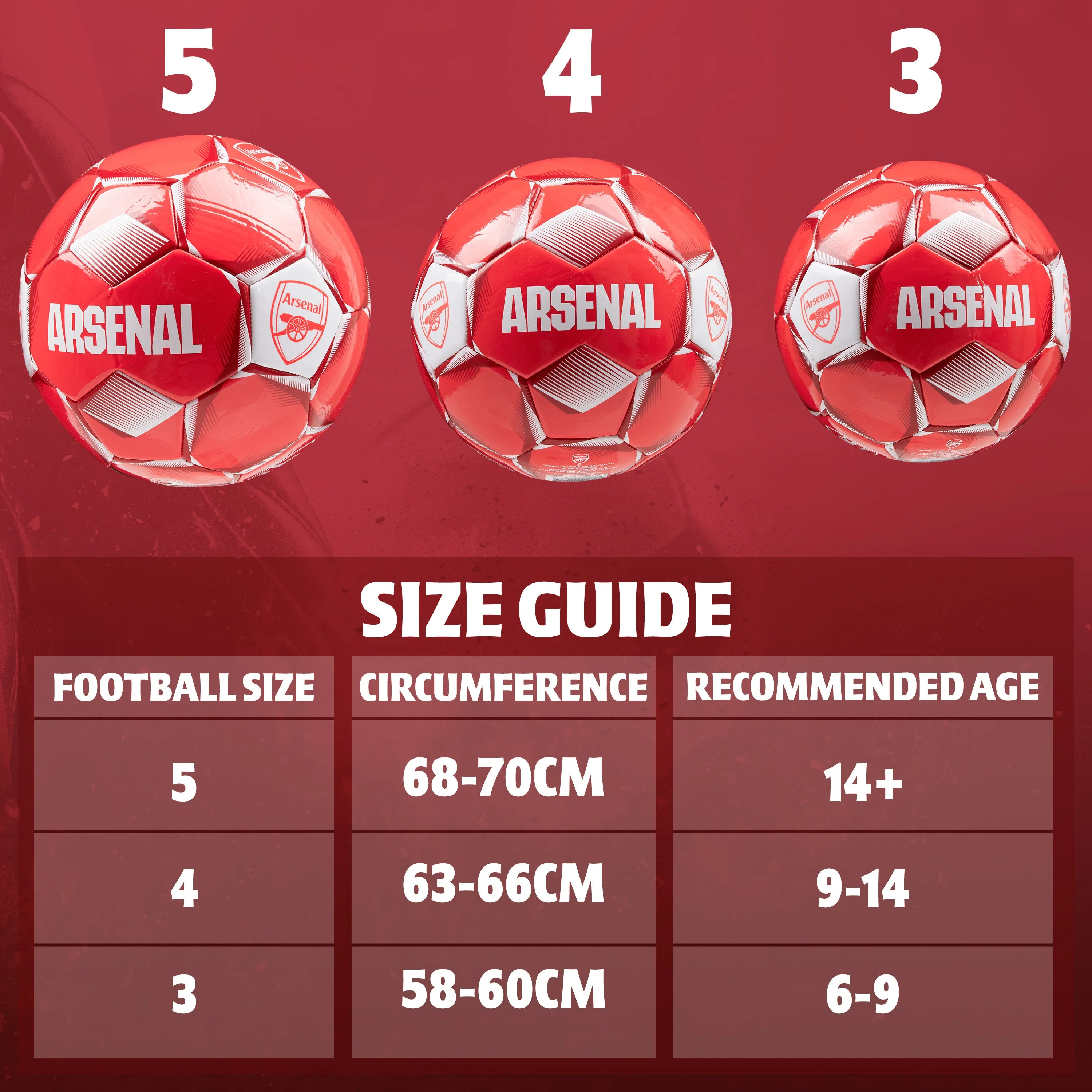 Arsenal F.C. Football Soccer Ball for Adults & Teenagers - Size 4