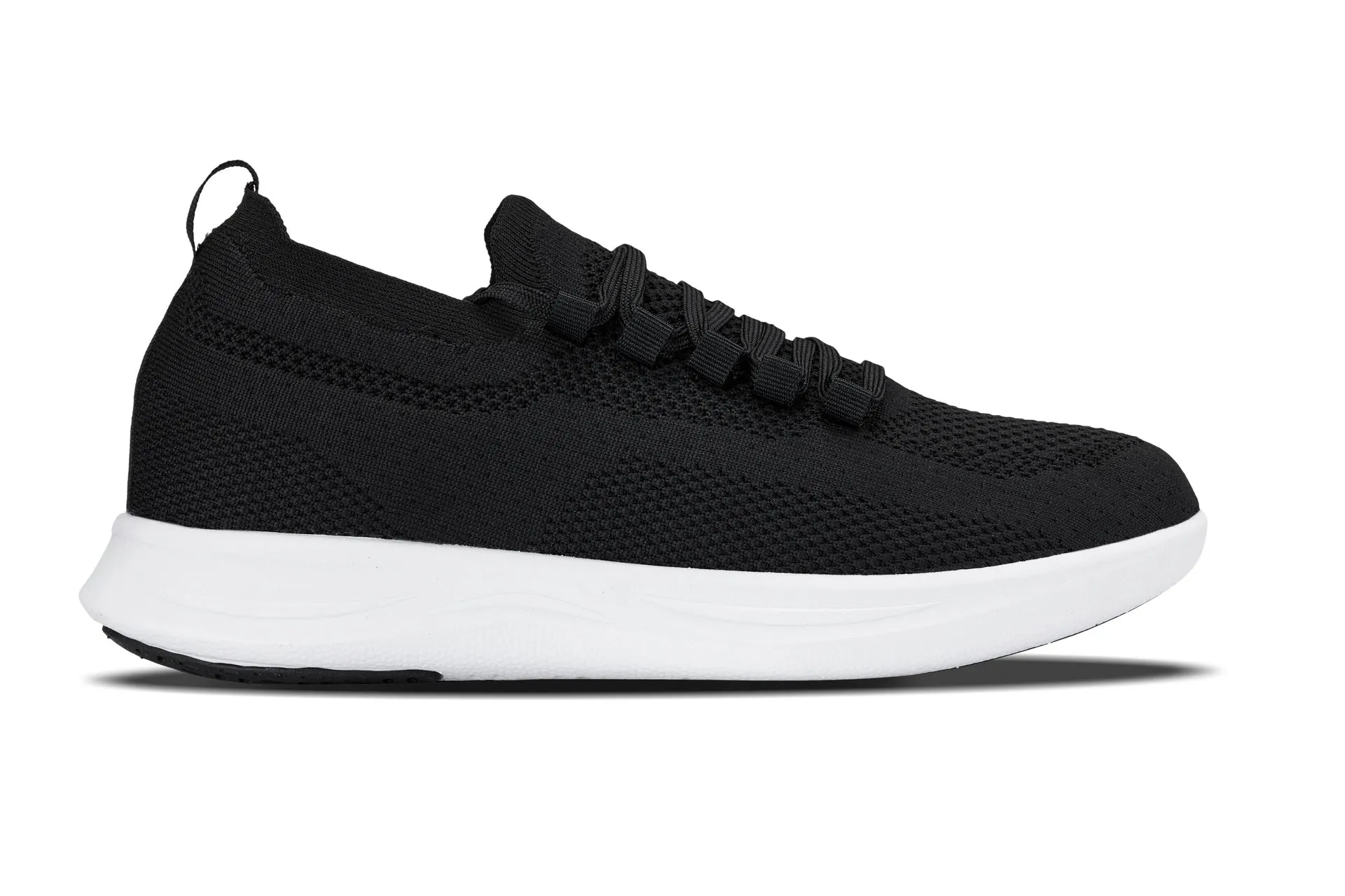 CALTO - QA062 - 2.4 Inches Taller (Black/White Sole) - Lightweight Knitted Sneakers