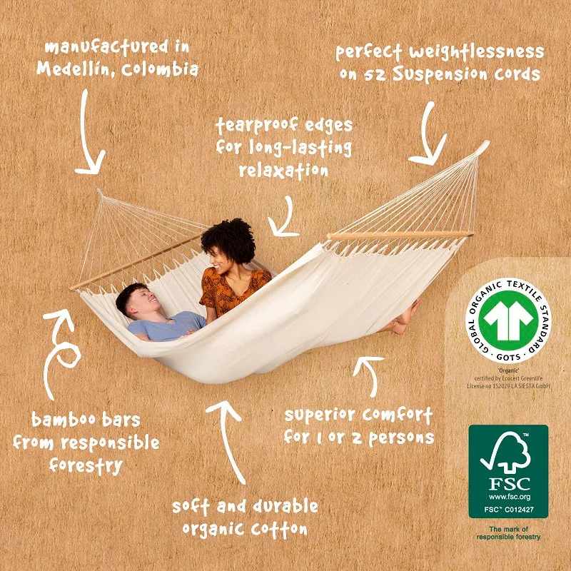 Organic Cotton Spreader Bar Hammock - Double Size - Latte