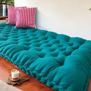 PShomes | Anti- Sag Guarantee Cotton Mattress, 3x6Ft | Diamond Stitching | Hypoallergenic | 2yrs Warranty | Single Bed | Foldable | Orthopaedic Gadda (Premium Black Cotton - Green  2cushioncovers)