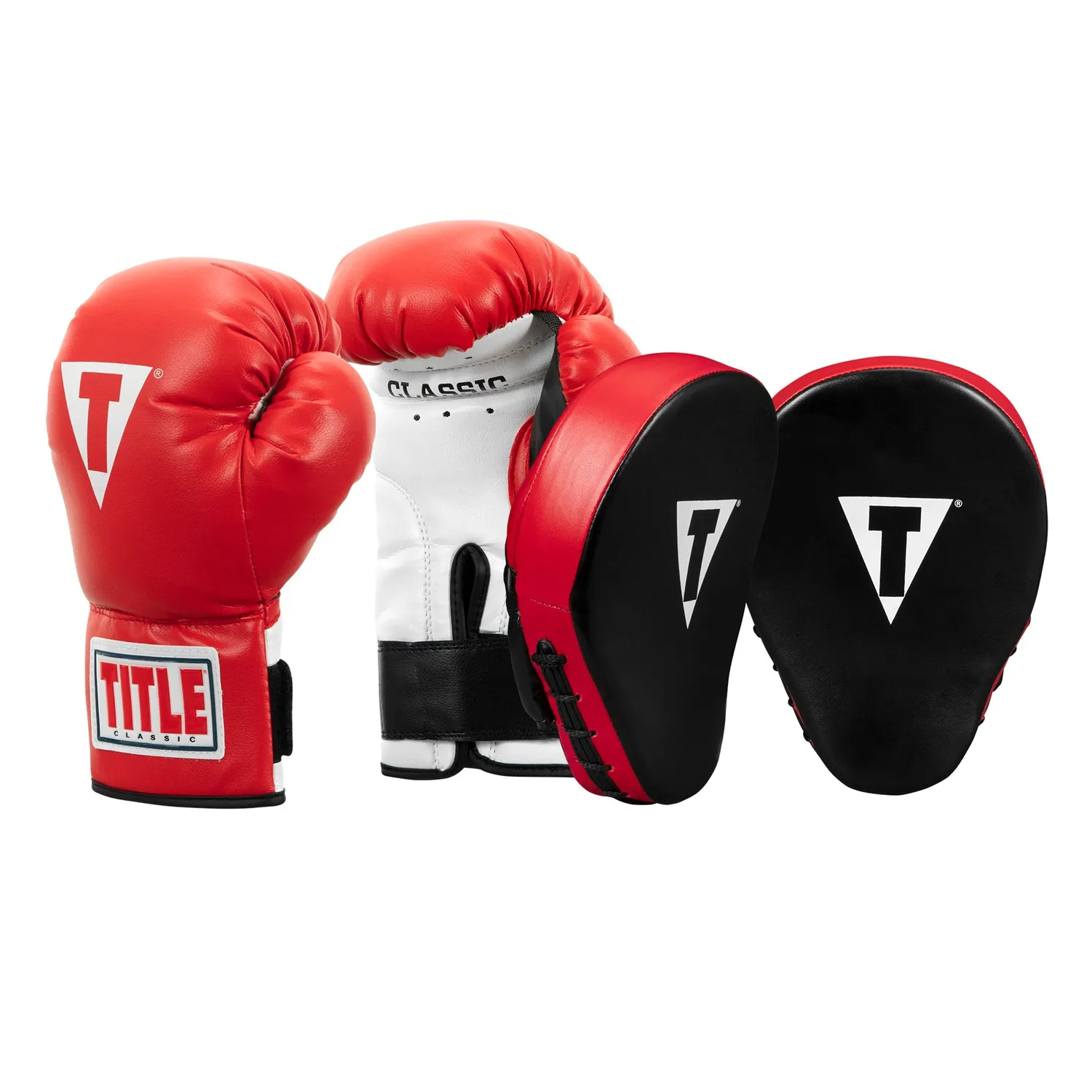 TITLE Classic Adult & Youth Boxing Gloves   Mitts Training Bundle