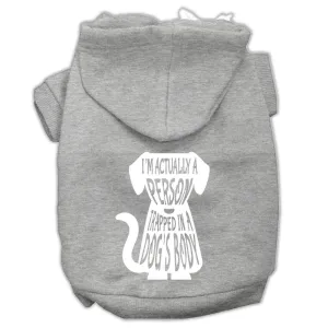 Trapped Screen Print Pet Hoodies Grey Size Xs (8)