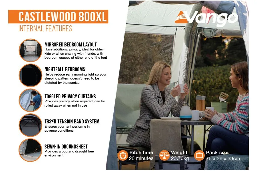 Vango Castlewood 800XL Poled Tent Package