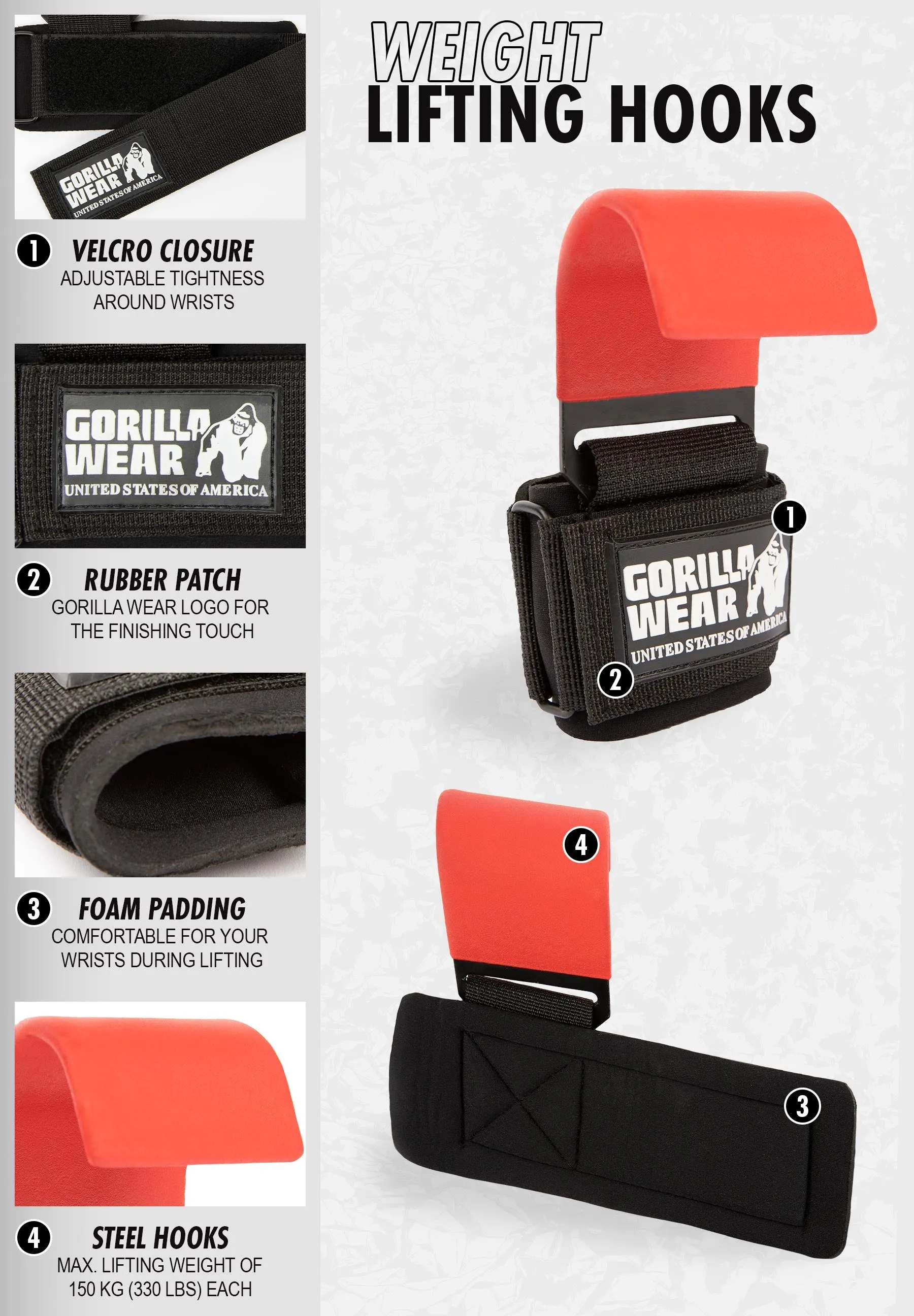 Weight Lifting Hooks - Black